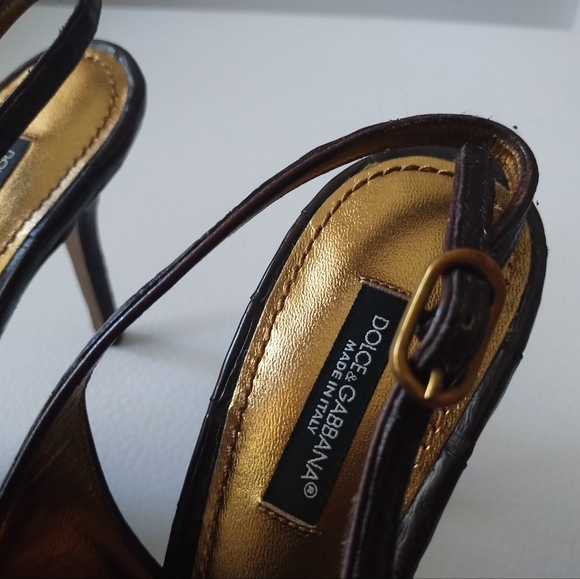 DOLCE GABBANA DARK BROWN SLINGBACK PUMP'S POINTED - Picture 4 of 13